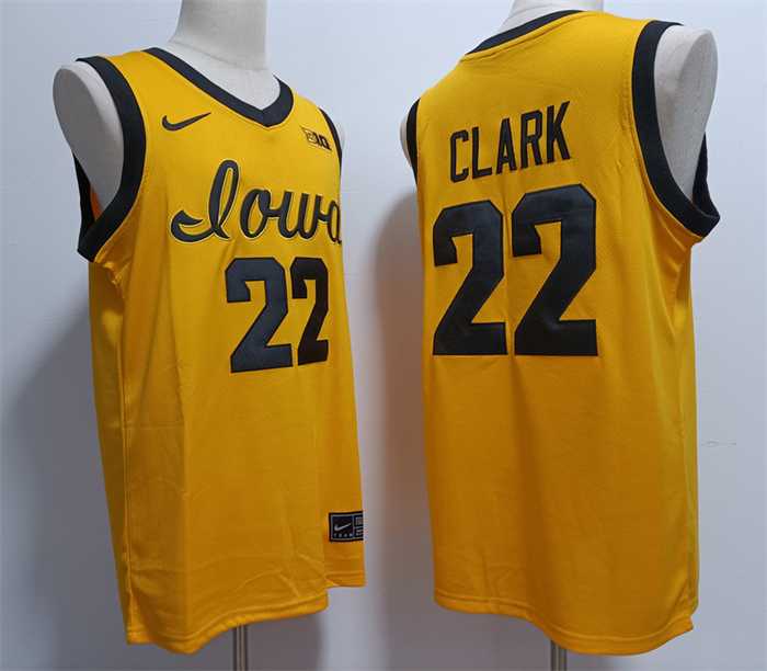 Mens Iowa Hawkeyes #22 Caitlin Clark Yellow Stitched Jersey->->NCAA Jersey